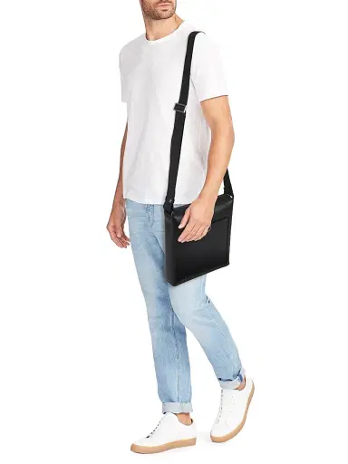 FERRAGAMO Men's Trading Gancio Leather Crossbody Bag - Nero | Thumbnail 2 FERRAGAMO Men's Trading Gancio Leather Crossbody Bag - Nero | Thumbnail 2