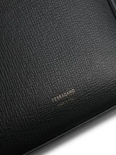 FERRAGAMO Men's Trading Gancio Leather Crossbody Bag - Nero | Thumbnail 6 FERRAGAMO Men's Trading Gancio Leather Crossbody Bag - Nero | Thumbnail 6