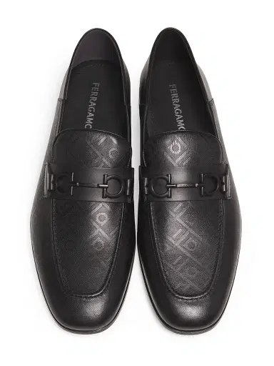 FERRAGAMO Men's Biarritz Gancini Patterned Leather Loafers - Nero | Thumbnail 4 FERRAGAMO Men's Biarritz Gancini Patterned Leather Loafers - Nero | Thumbnail 4