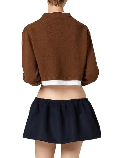 Miu Miu Women's Cropped Cashmere V-Neck Sweater | Thumbnail 3 Miu Miu Women's Cropped Cashmere V-Neck Sweater | Thumbnail 3