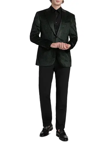 Emporio Armani Men's Sateen Grid Dinner Jacket - Green Fancy | Thumbnail 2 Emporio Armani Men's Sateen Grid Dinner Jacket - Green Fancy | Thumbnail 2