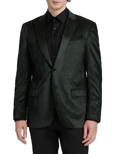 Emporio Armani Men's Sateen Grid Dinner Jacket - Green Fancy | Thumbnail 3 Emporio Armani Men's Sateen Grid Dinner Jacket - Green Fancy | Thumbnail 3