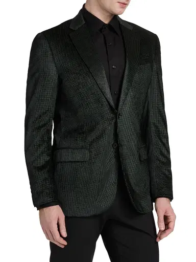 Emporio Armani Men's Sateen Grid Dinner Jacket - Green Fancy | Thumbnail 4 Emporio Armani Men's Sateen Grid Dinner Jacket - Green Fancy | Thumbnail 4