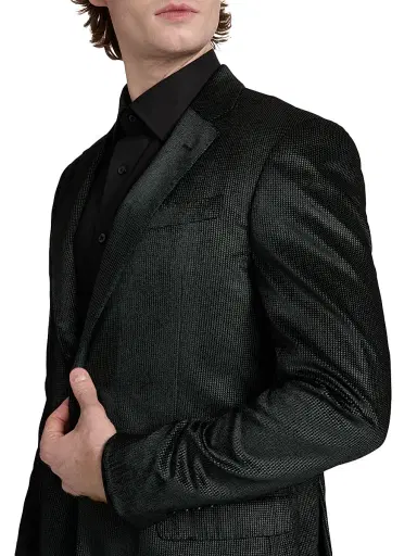 Emporio Armani Men's Sateen Grid Dinner Jacket - Green Fancy | Thumbnail 6 Emporio Armani Men's Sateen Grid Dinner Jacket - Green Fancy | Thumbnail 6