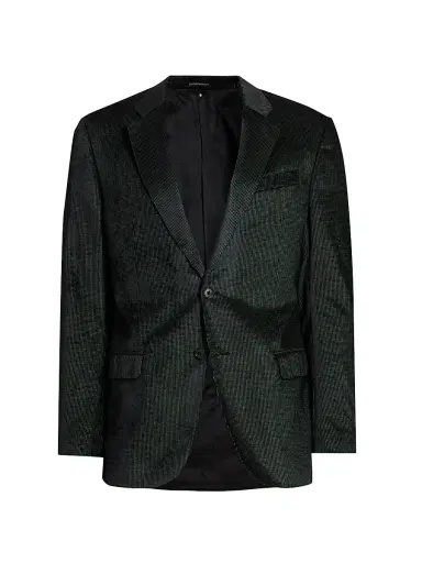 Emporio Armani Men's Sateen Grid Dinner Jacket - Green Fancy | Thumbnail 1 Emporio Armani Men's Sateen Grid Dinner Jacket - Green Fancy | Thumbnail 1