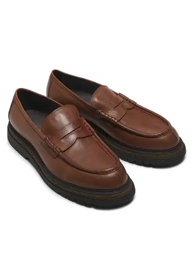 Pollini Men's Leather Lug-Sole Penny Loafers - Hide - Size 12 | Thumbnail 4 Pollini Men's Leather Lug-Sole Penny Loafers - Hide - Size 12 | Thumbnail 4