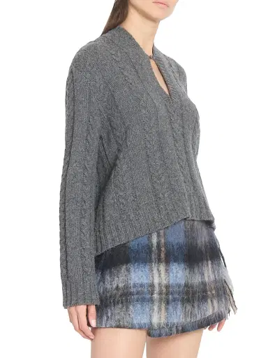 LOEWE Women's Cut-Out Wool-Blend Sweater - Grey | Thumbnail 4 LOEWE Women's Cut-Out Wool-Blend Sweater - Grey | Thumbnail 4