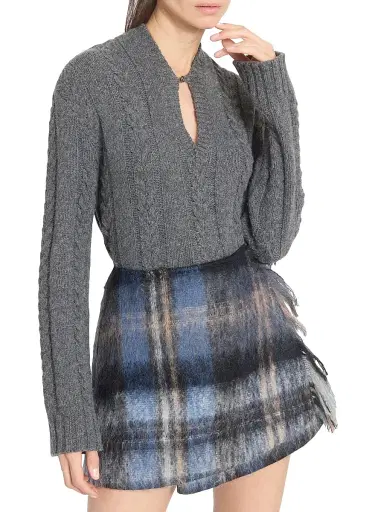 LOEWE Women's Cut-Out Wool-Blend Sweater - Grey | Thumbnail 6 LOEWE Women's Cut-Out Wool-Blend Sweater - Grey | Thumbnail 6