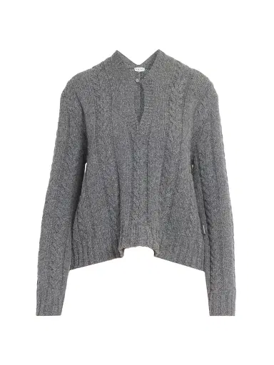 LOEWE Women's Cut-Out Wool-Blend Sweater - Grey | Thumbnail 1 LOEWE Women's Cut-Out Wool-Blend Sweater - Grey | Thumbnail 1