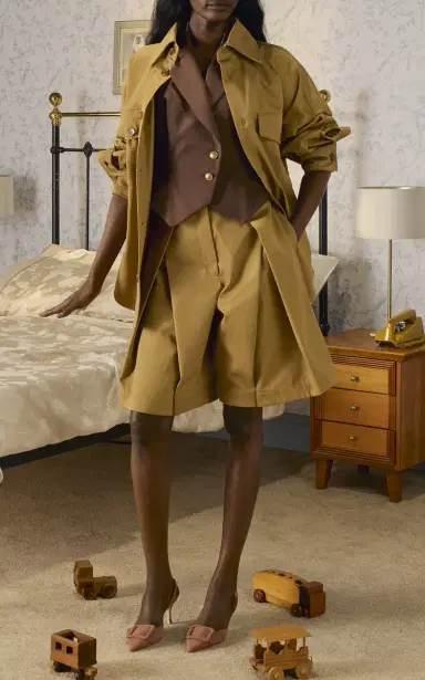 Tolu Coker Pleated Cotton Gabardine Shorts | Thumbnail 4 Tolu Coker Pleated Cotton Gabardine Shorts | Thumbnail 4