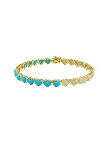 Wish Fine Jewelry 7.16ct Turquoise Diamond 14K Gold Tennis Bracelet | Thumbnail 1 Wish Fine Jewelry 7.16ct Turquoise Diamond 14K Gold Tennis Bracelet | Thumbnail 1