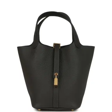 HERMÈS Hermes Picotin Lock 18 Dark Bronze Clemence Gold Hardware | Thumbnail 1 HERMÈS Hermes Picotin Lock 18 Dark Bronze Clemence Gold Hardware | Thumbnail 1