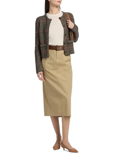 Vince Women's Cotton Pencil Midi-Skirt - Cobble Stone | Thumbnail 2 Vince Women's Cotton Pencil Midi-Skirt - Cobble Stone | Thumbnail 2