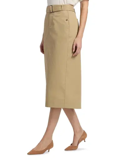 Vince Women's Cotton Pencil Midi-Skirt - Cobble Stone | Thumbnail 4 Vince Women's Cotton Pencil Midi-Skirt - Cobble Stone | Thumbnail 4