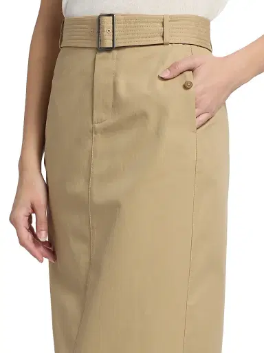 Vince Women's Cotton Pencil Midi-Skirt - Cobble Stone | Thumbnail 6 Vince Women's Cotton Pencil Midi-Skirt - Cobble Stone | Thumbnail 6