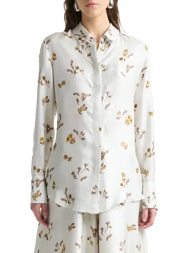 Altuzarra Women's Chika Floral Silk Shirt - Macadamia - Size 12 | Thumbnail 1 Altuzarra Women's Chika Floral Silk Shirt - Macadamia - Size 12 | Thumbnail 1