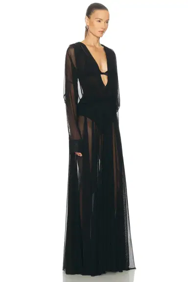Norma Kamali Hooded Super Oversized Boyfriend Shirt Flared Gown | Thumbnail 3 Norma Kamali Hooded Super Oversized Boyfriend Shirt Flared Gown | Thumbnail 3