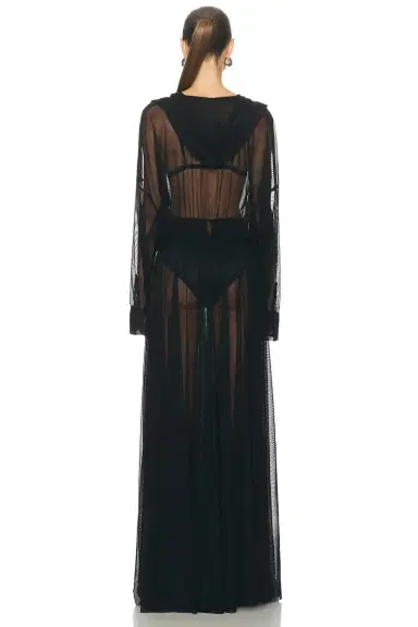 Norma Kamali Hooded Super Oversized Boyfriend Shirt Flared Gown | Thumbnail 4 Norma Kamali Hooded Super Oversized Boyfriend Shirt Flared Gown | Thumbnail 4