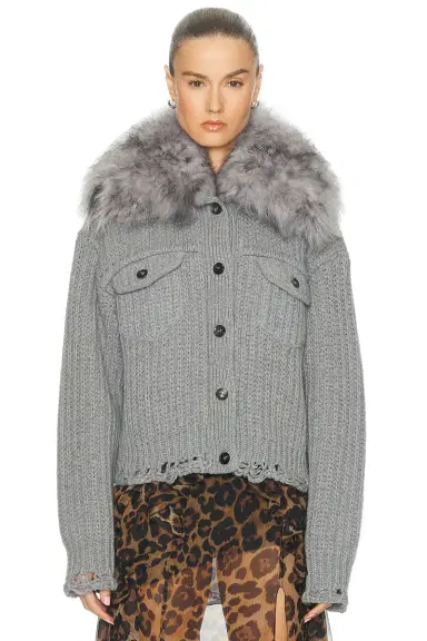 BLUMARINE Long Sleeve Cardigan | Thumbnail 1 BLUMARINE Long Sleeve Cardigan | Thumbnail 1