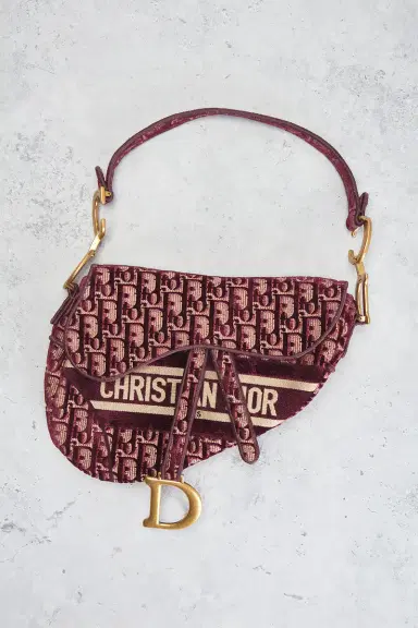 Dior Oblique Embroidered Velvet Saddle Bag | Thumbnail 4 Dior Oblique Embroidered Velvet Saddle Bag | Thumbnail 4