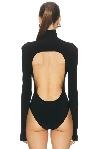 Norma Kamali Long Sleeve Turtleneck Open Back Bodysuit | Thumbnail 4 Norma Kamali Long Sleeve Turtleneck Open Back Bodysuit | Thumbnail 4