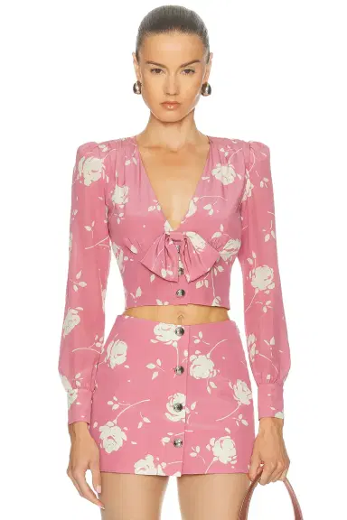 Alessandra Rich Long Sleeve Top | Thumbnail 1 Alessandra Rich Long Sleeve Top | Thumbnail 1