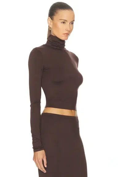ÉTERNE Cropped Fitted Turtleneck Soft Jersey Top | Thumbnail 2 ÉTERNE Cropped Fitted Turtleneck Soft Jersey Top | Thumbnail 2