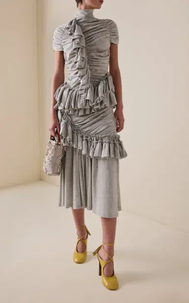 Dries Van Noten Humairah Ruffled Cotton-Jersey Midi Skirt | Thumbnail 2 Dries Van Noten Humairah Ruffled Cotton-Jersey Midi Skirt | Thumbnail 2