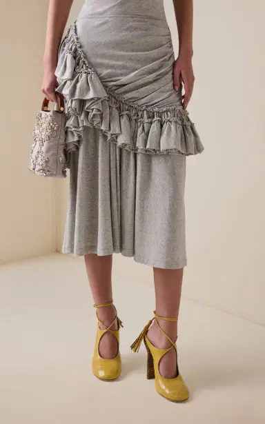 Dries Van Noten Humairah Ruffled Cotton-Jersey Midi Skirt | Thumbnail 3 Dries Van Noten Humairah Ruffled Cotton-Jersey Midi Skirt | Thumbnail 3