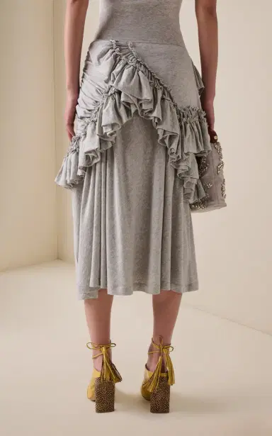 Dries Van Noten Humairah Ruffled Cotton-Jersey Midi Skirt | Thumbnail 4 Dries Van Noten Humairah Ruffled Cotton-Jersey Midi Skirt | Thumbnail 4