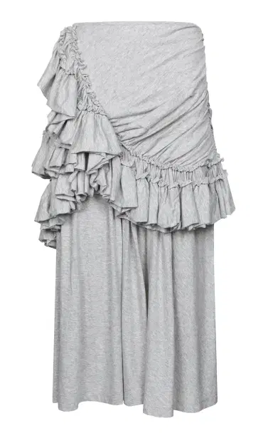Dries Van Noten Humairah Ruffled Cotton-Jersey Midi Skirt | Thumbnail 1 Dries Van Noten Humairah Ruffled Cotton-Jersey Midi Skirt | Thumbnail 1