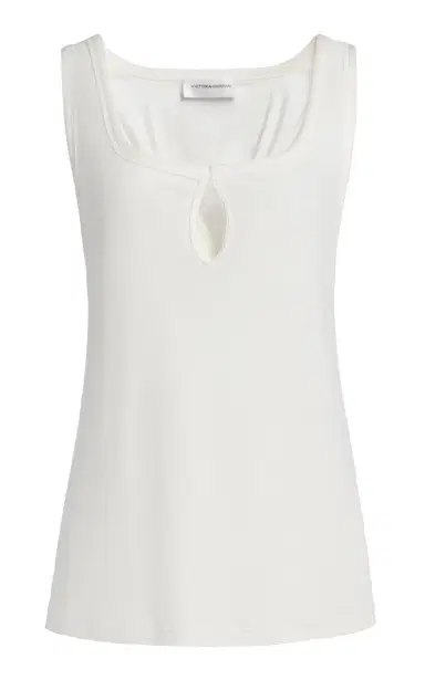 Victoria Beckham Slit Cotton-Blend Tank Top | Thumbnail 1 Victoria Beckham Slit Cotton-Blend Tank Top | Thumbnail 1