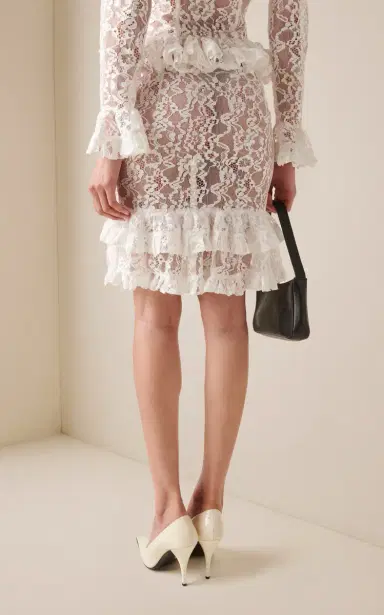 Ludovic de Saint Sernin Ernestine Ruffle-Trimmed Guipure Lace Knee-Length Skirt | Thumbnail 5 Ludovic de Saint Sernin Ernestine Ruffle-Trimmed Guipure Lace Knee-Length Skirt | Thumbnail 5