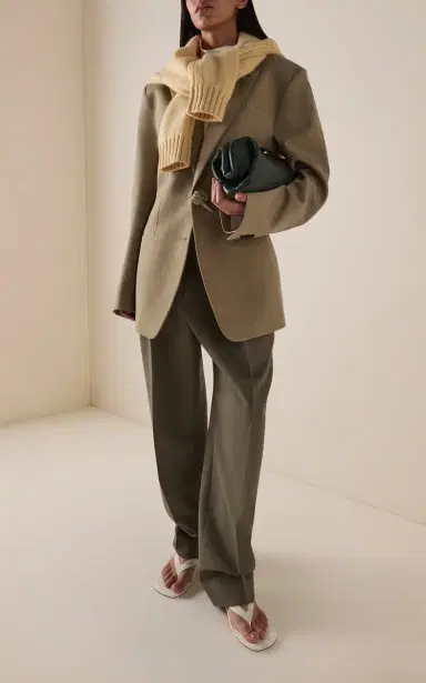 Bottega Veneta Tailored Wool-Linen Melange Toile Jacket | Thumbnail 2 Bottega Veneta Tailored Wool-Linen Melange Toile Jacket | Thumbnail 2