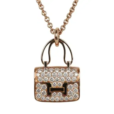 HERMÈS Hermes Amulettes Constance Pendant Necklace Diamonds 18K Rose Gold Hardware | Thumbnail 2 HERMÈS Hermes Amulettes Constance Pendant Necklace Diamonds 18K Rose Gold Hardware | Thumbnail 2