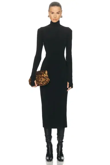 Norma Kamali Long Sleeve Turtleneck Dress | Thumbnail 1 Norma Kamali Long Sleeve Turtleneck Dress | Thumbnail 1