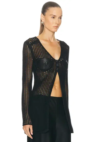 Alexander Wang Cardigan With Leather Bust | Thumbnail 2 Alexander Wang Cardigan With Leather Bust | Thumbnail 2