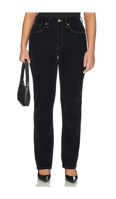 Good American Good Icon Straight Velvet Denim Jeans | Thumbnail 2 Good American Good Icon Straight Velvet Denim Jeans | Thumbnail 2
