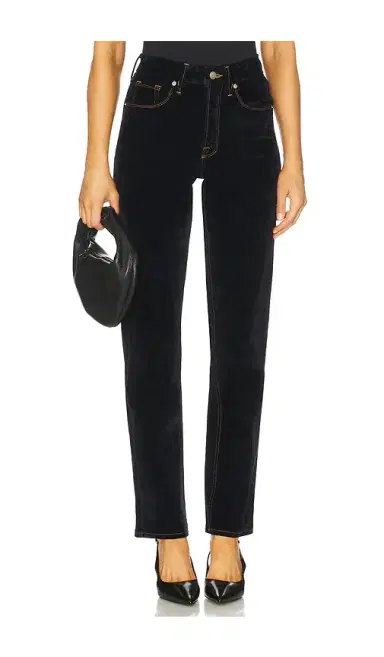 Good American Good Icon Straight Velvet Denim Jeans | Thumbnail 1 Good American Good Icon Straight Velvet Denim Jeans | Thumbnail 1