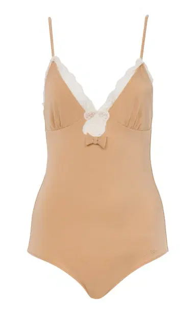 Chloé Lace-Trimmed One-Piece Swimsuit | Thumbnail 1 Chloé Lace-Trimmed One-Piece Swimsuit | Thumbnail 1