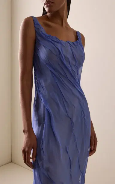 Versace Draped Silk-Chiffon Midi Dress | Thumbnail 4 Versace Draped Silk-Chiffon Midi Dress | Thumbnail 4