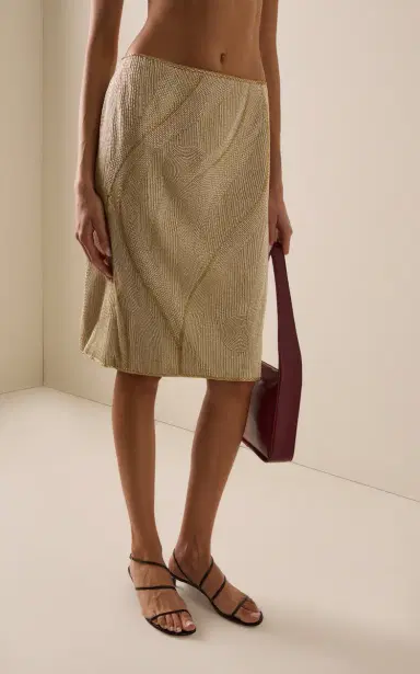 Versace Metallic Silk-Blend Midi Skirt | Thumbnail 3 Versace Metallic Silk-Blend Midi Skirt | Thumbnail 3