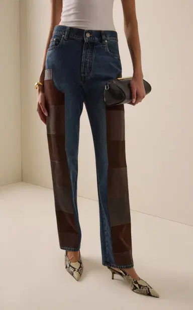 Versace Patchwork Mid-Rise Straight-Leg Jeans | Thumbnail 3 Versace Patchwork Mid-Rise Straight-Leg Jeans | Thumbnail 3