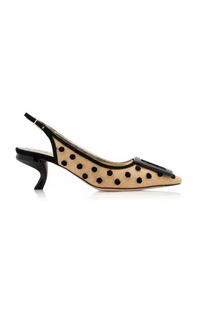 Roger Vivier Virgule Dotted Raffia Slingback Pumps | Thumbnail 1 Roger Vivier Virgule Dotted Raffia Slingback Pumps | Thumbnail 1