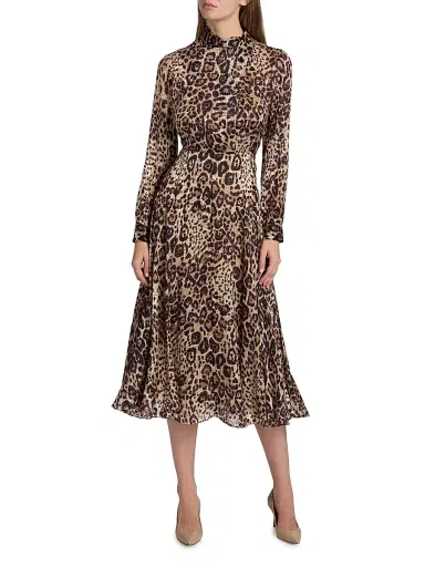 Elie Tahari Women's Nomi Leopard-Printed Silk-Blend Midi-Dress | Thumbnail 2 Elie Tahari Women's Nomi Leopard-Printed Silk-Blend Midi-Dress | Thumbnail 2
