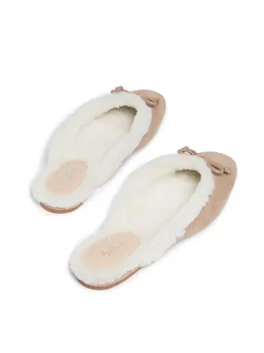 22élevé Women's Shearling-Lined Suede Mules - Chestnut Camel Off White | Thumbnail 3 22élevé Women's Shearling-Lined Suede Mules - Chestnut Camel Off White | Thumbnail 3