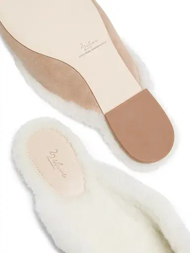 22élevé Women's Shearling-Lined Suede Mules - Chestnut Camel Off White | Thumbnail 6 22élevé Women's Shearling-Lined Suede Mules - Chestnut Camel Off White | Thumbnail 6