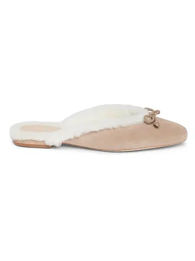 22élevé Women's Shearling-Lined Suede Mules - Chestnut Camel Off White | Thumbnail 1 22élevé Women's Shearling-Lined Suede Mules - Chestnut Camel Off White | Thumbnail 1