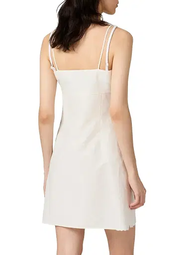 Miu Miu Women's Embroidered Slubbed Canvas Mini-Dress - White | Thumbnail 3 Miu Miu Women's Embroidered Slubbed Canvas Mini-Dress - White | Thumbnail 3