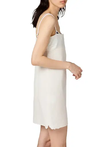 Miu Miu Women's Embroidered Slubbed Canvas Mini-Dress - White | Thumbnail 4 Miu Miu Women's Embroidered Slubbed Canvas Mini-Dress - White | Thumbnail 4